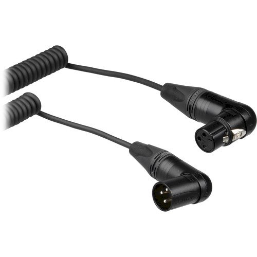Remote Audio Coiled 3-Pin XLR Angled Male to XLR Angled Female Cable (45CM)