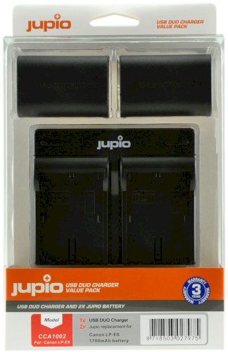 Jupio 2x Canon LP-E6 Batteries & Dual Charger Kit
