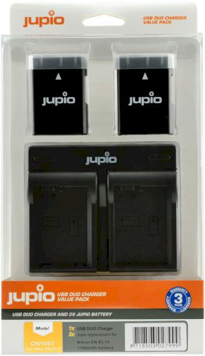 Jupio Pair of EN-EL14A Batteries & USB Dual Charger Value Pack (1100mAh)