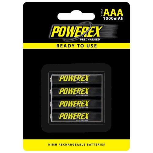 Maha Powerex Precharged Rechargeable AAA NiMH Batteries (1.2V, 1000mAh, 4-Pack)
