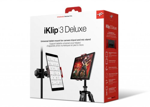 IK Multimedia iKlip 3 Deluxe Universal Tripod Mount and Mic Stand Support Bundle for Tablets