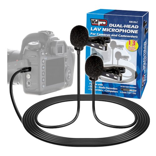 Vidpro XM-DLC Pro Dual-Head Lavalier Microphone for Cameras