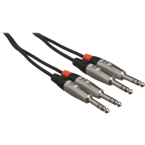 Hosa Pro HSS5X2 Dual 1/4" TRS Male to Dual 1/4" TRS Male Stereo Audio Cable (5')