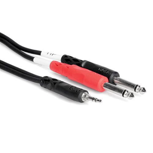 Hosa CMP-153 Stereo Mini (3.5mm) Male to 2 Mono 1/4" Male Insert Y-Cable - 3'