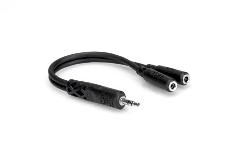 Hosa YMM232 Stereo Mini (3.5mm) Male to 2 Stereo Mini (3.5mm) Female Y-Cable - 6"