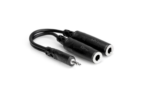 Hosa YMP233 Stereo Mini (3.5mm) Male to 2 Stereo 1/4" Female Y-Cable - 6"