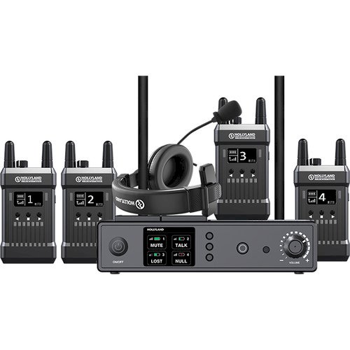 Hollyland T1000 Full-Duplex Intercom System with Four Beltpack Transceivers