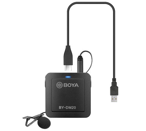 BOYA BY-DM20 Compact Dual-Channel Lavalier Microphone Recording Kit Mono Stereo with iOS Lightning / Android Type-C / USB Port