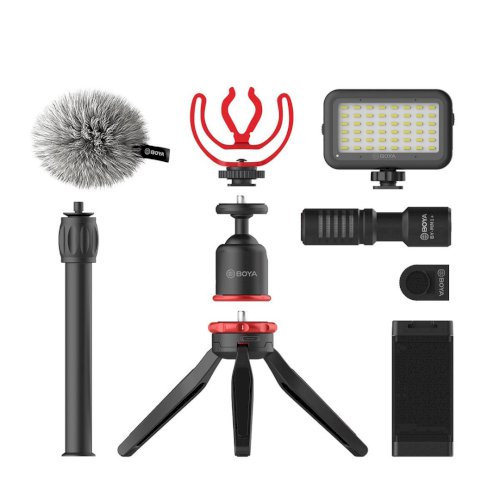 BOYA BY-VG350 - Vlogger Kit Plus with BY-MM1+ Shotgun Microphone, LED Light, Smartphone Clamp and more