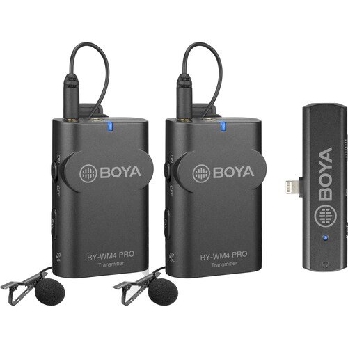 BOYA 2.4 GHz Wireless Microphone System for iOS devices (Receiver and 2-Transmitters)