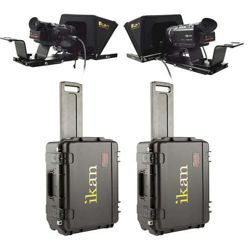 ikan P2P Interview System with 2 x 12" Teleprompters Travel Kit