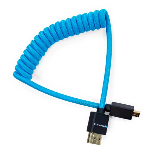 Kondor Blue Coiled Micro-HDMI to HDMI Cable (Blue, 12 to 24")