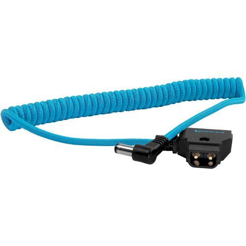 Kondor Blue Coiled D-Tap to DC 5.5 x 2.5mm Barrel Right-Angle Cable for Canon C70/Atomos (Blue)