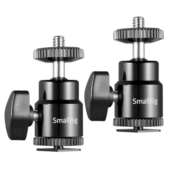 SmallRig 2059 Camera Hot Shoe Mount with 1/4"-20 Screw Ball Head (2-Pack)