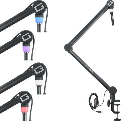 Gator Professional Broadcast Boom Mic Stand with LED Light