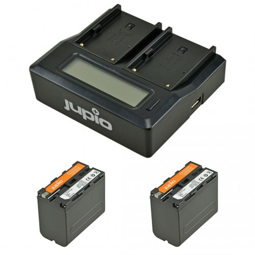 Jupio NP-F970 7400mAh Lithium-Ion Batteries and Duo Charger Kit