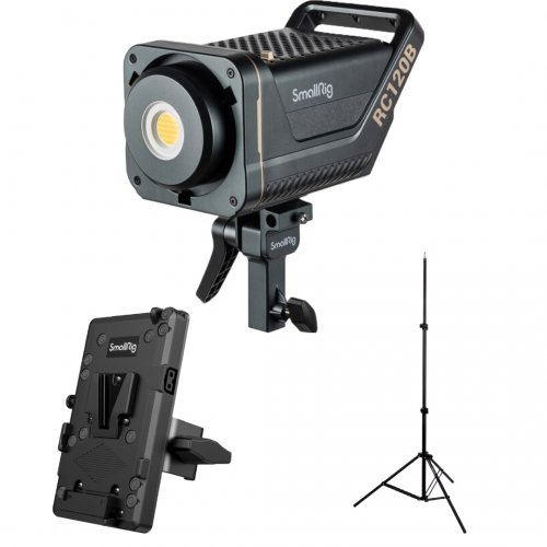 SmallRig RC120B Point-Source Variable Colour Temperature Video Light Kit with FREE Lighting Stand and V-Mount Battery Plate