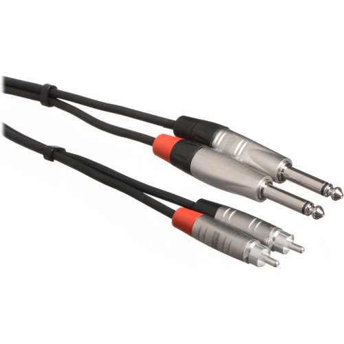 Hosa Technology HPR-005X2 Dual 1/4" TS Male to Dual RCA Male Stereo Audio Cable (5Ft)