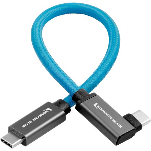 Kondor Blue Right-Angle USB 3.1 Gen 2 Type-C Cable 21.5cm (Blue)