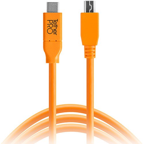 Tether Tools TetherPro USB Type-C Male to 5-Pin Micro-USB 2.0 Type-B Male Cable (4.6m, High-Visibility Orange)